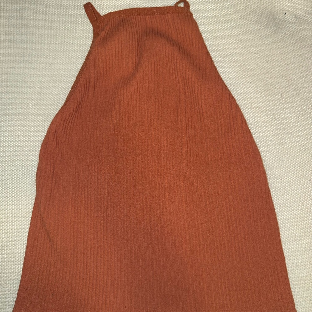 Women's Sleeveless Ribbed Top - Burnt Orange